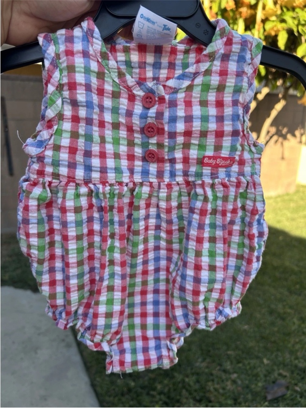 Baby B’gosh vintage  Multicolor Plaid Cotton Bubble Romper - Red, Blue & Green